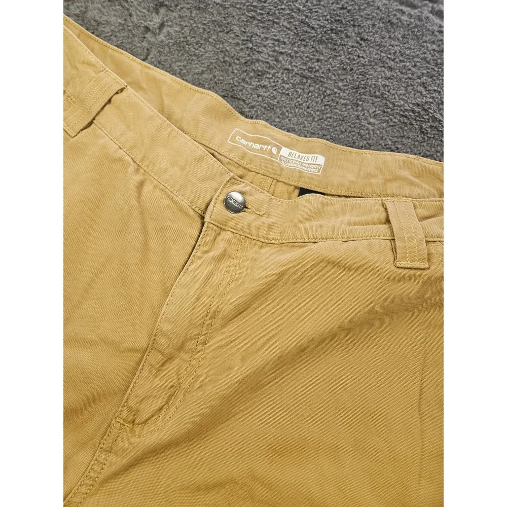 Carhartt Canvas Shorts Mens 38 Tan Rugged Flex Relaxed Fit Utility Workwear 8.5